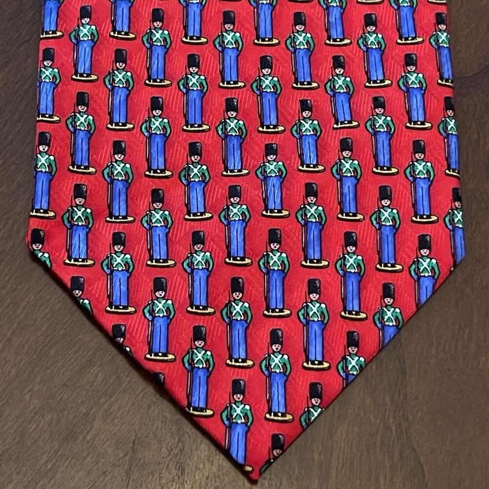 Vintage J.Z Richards Red Blue Hand Made 100% Silk Made In USA Nutcracker Print